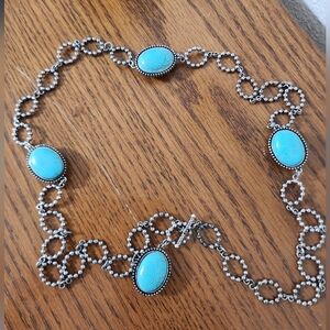 Plunder Turquoise and Silver Necklace. Excellent Condition